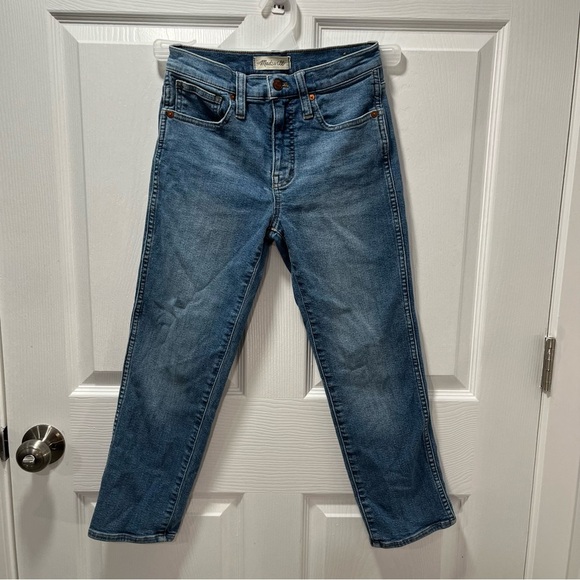 Madewell Stovepipe Straight Light Wash Mid Rise Petite Stretch Blue Denim 24P - Picture 2 of 8